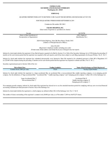 Miniature Celsius Holdings
 Rapport trimestriel 2019-q3