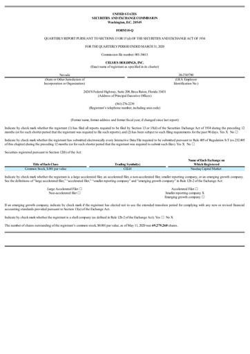 Miniature Celsius Holdings
 Rapport trimestriel 2020-q1