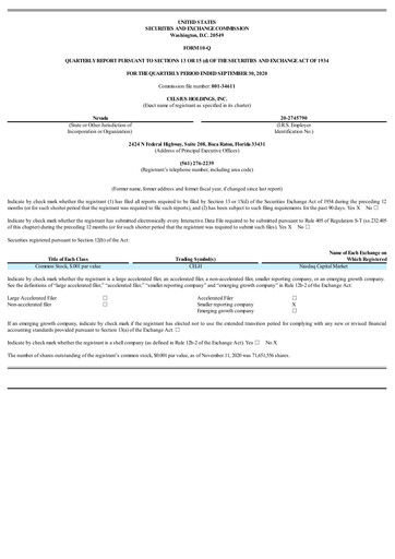 Miniature Celsius Holdings
 Rapport trimestriel 2020-q3