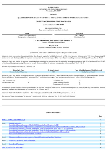 Miniature Celsius Holdings
 Rapport trimestriel 2021-q1