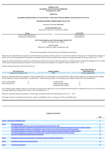 Miniature Celsius Holdings
 Rapport trimestriel 2021-q2