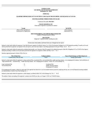 Miniature Celsius Holdings
 Rapport trimestriel 2022-q2