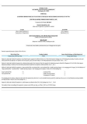 Miniature Celsius Holdings
 Rapport trimestriel 2023-q1