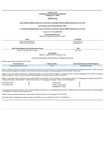 Miniature Celsius Holdings
 Rapport trimestriel 2023-q3