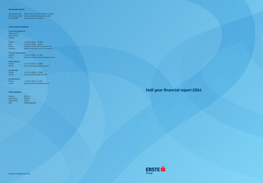 Thumbnail Erste Group Bank Half-year Report 2014-h1