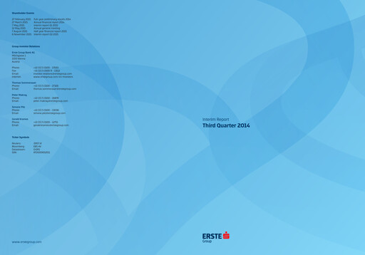 Thumbnail Erste Group Bank Quarterly Report 2014-q3