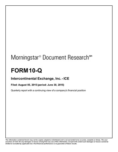 Thumbnail Intercontinental Exchange Quarterly Report 2015-q2