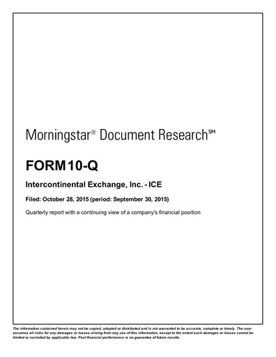 Thumbnail Intercontinental Exchange Quarterly Report 2015-q3