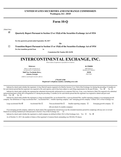 Thumbnail Intercontinental Exchange Quarterly Report 2017-q3