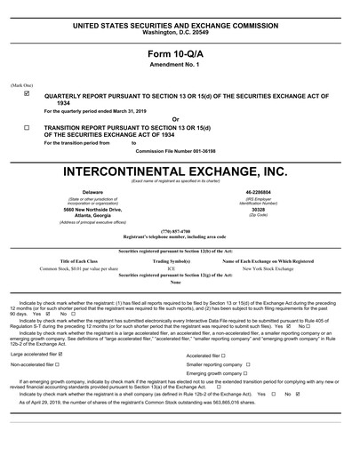 Thumbnail Intercontinental Exchange Quarterly Report 2019-q1