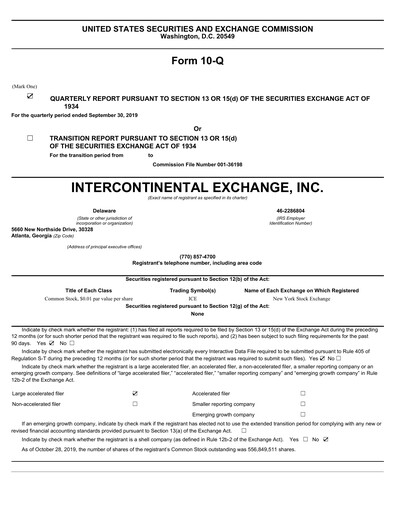 Thumbnail Intercontinental Exchange Quarterly Report 2019-q3