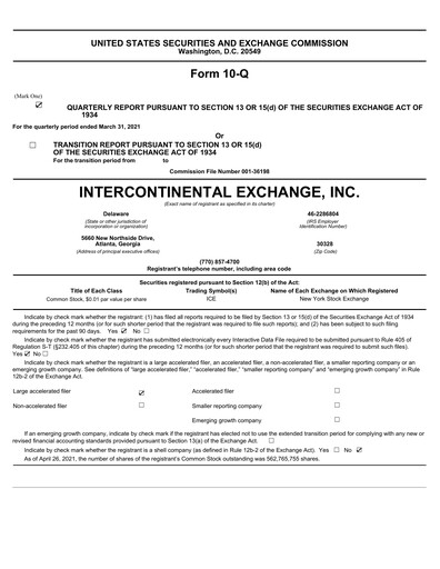 Thumbnail Intercontinental Exchange Quarterly Report 2021-q1