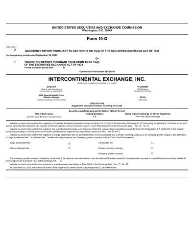 Thumbnail Intercontinental Exchange Quarterly Report 2023-q3
