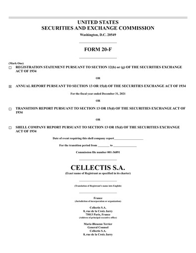 Thumbnail Cellectis Annual Report 2021