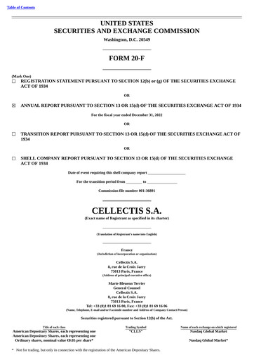 Thumbnail Cellectis Annual Report 2022