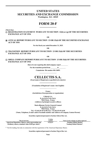 Thumbnail Cellectis Annual Report 2025
