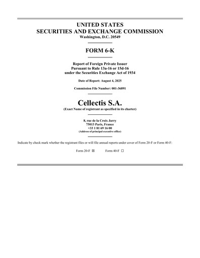 Thumbnail Cellectis Half-year Report 2025