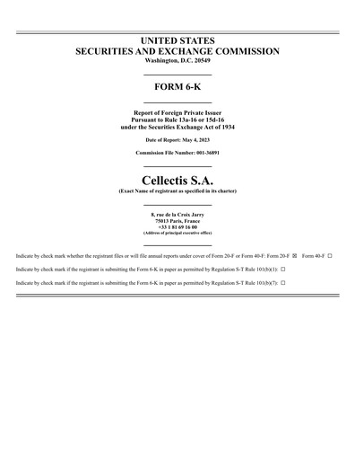 Thumbnail Cellectis Quarterly Report 2023-q1