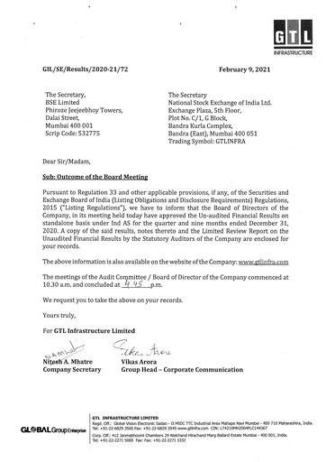 Thumbnail GTL Infrastructure Quarterly Report 2020-q3