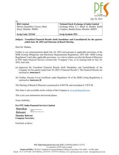 Miniature PTC Financial Services Rapport trimestriel 2025-q1