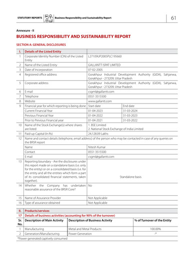 Thumbnail Gallantt Ispat Sustainability Report 2023-2024