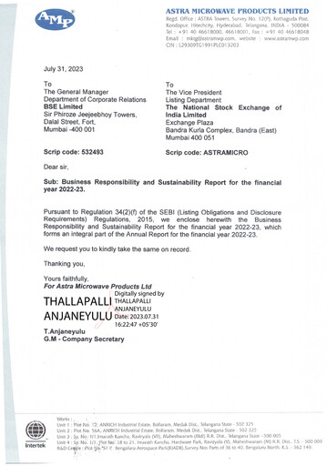 Thumbnail Astra Microwave ESG Report 2022-2023