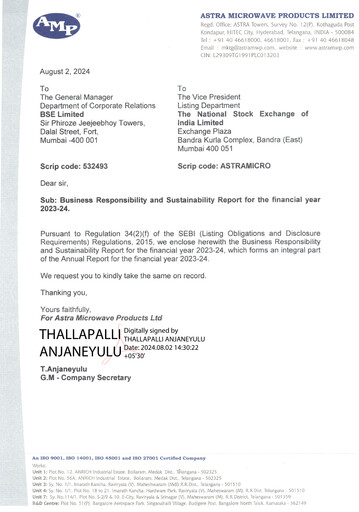 Thumbnail Astra Microwave ESG Report 2023-2024