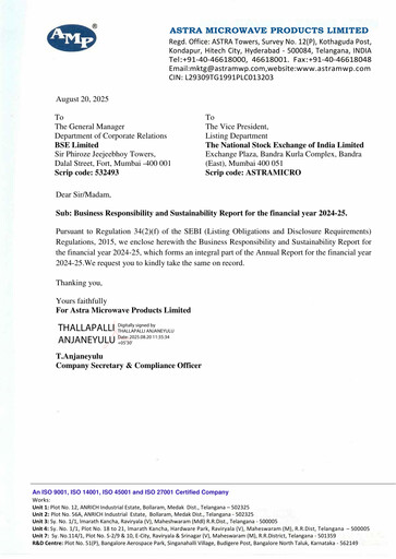 Thumbnail Astra Microwave ESG Report 2024-2025