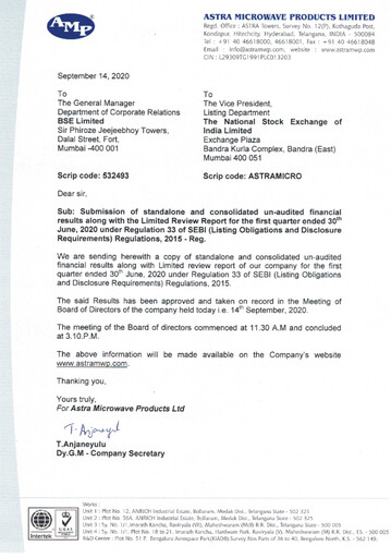 Thumbnail Astra Microwave Quarterly Report 2020-q1