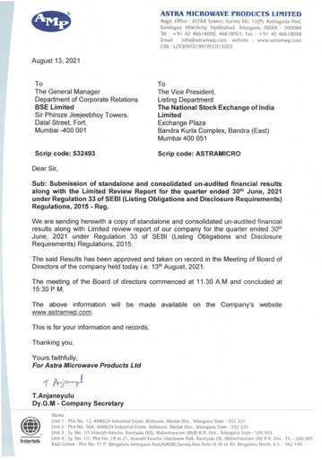 Thumbnail Astra Microwave Quarterly Report 2021-q1