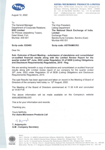 Thumbnail Astra Microwave Quarterly Report 2022-q1