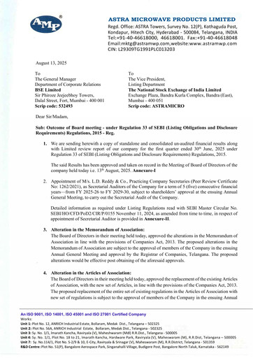 Thumbnail Astra Microwave Quarterly Report 2025-q1