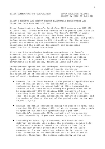 Thumbnail Elisa
 Half-year Report 2002-h1