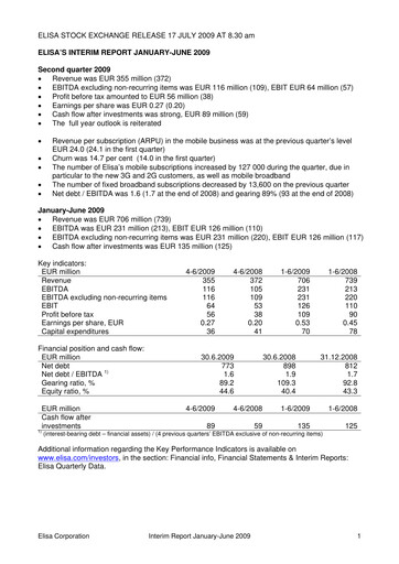 Thumbnail Elisa
 Half-year Report 2009-h1