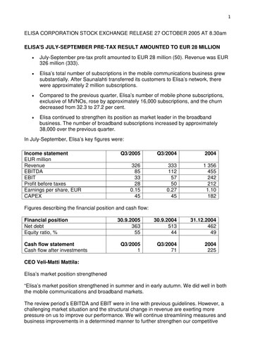 Thumbnail Elisa
 Quarterly Report 2005-q3