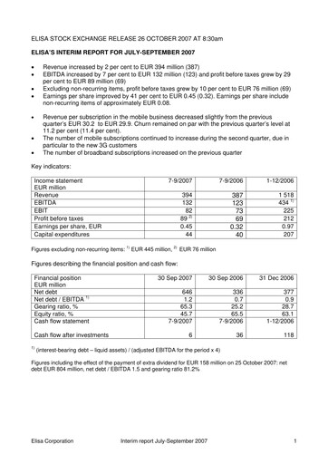 Thumbnail Elisa
 Quarterly Report 2007-q3