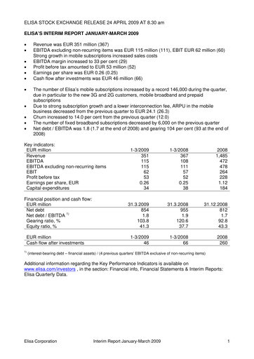 Thumbnail Elisa
 Quarterly Report 2009-q1