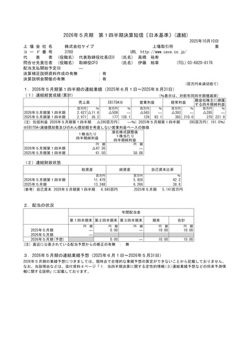 Miniature CAVE Interactive Rapport trimestriel fy2026-q1