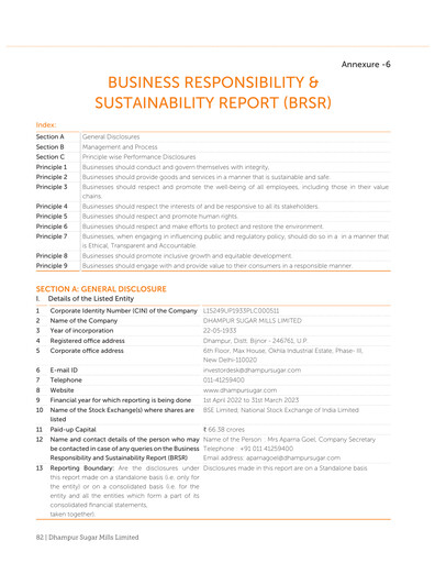 Thumbnail Dhampur Sugar Mills ESG Report 2022-2023