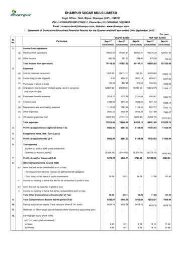Thumbnail Dhampur Sugar Mills Half-year Report 2017-h1