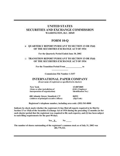 Thumbnail International Paper
 Quarterly Report 2002-q2