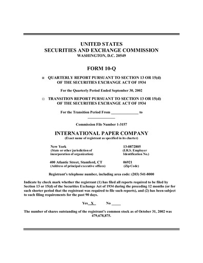 Thumbnail International Paper
 Quarterly Report 2002-q3