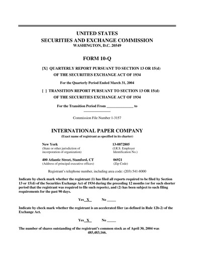 Thumbnail International Paper
 Quarterly Report 2004-q1