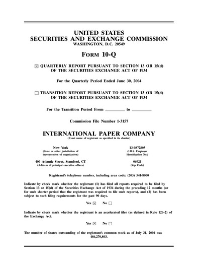 Thumbnail International Paper
 Quarterly Report 2004-q2