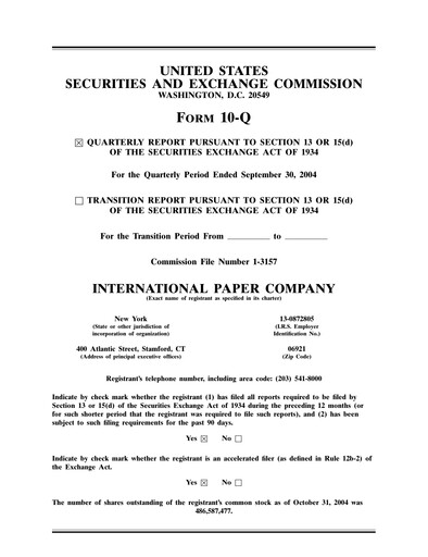 Thumbnail International Paper
 Quarterly Report 2004-q3