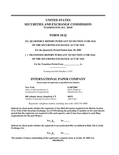 Thumbnail International Paper
 Quarterly Report 2005-q2