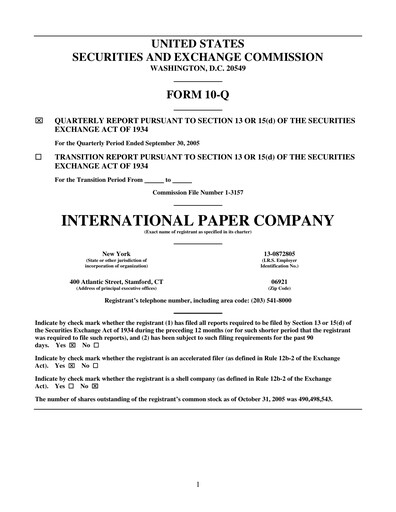 Thumbnail International Paper
 Quarterly Report 2005-q3