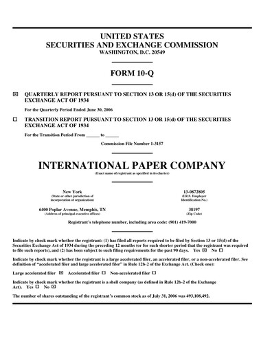 Thumbnail International Paper
 Quarterly Report 2006-q2