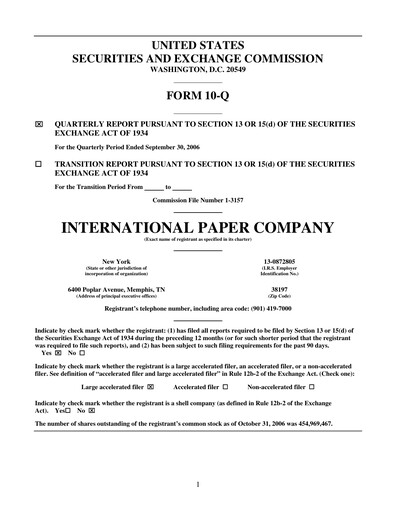 Thumbnail International Paper
 Quarterly Report 2006-q3