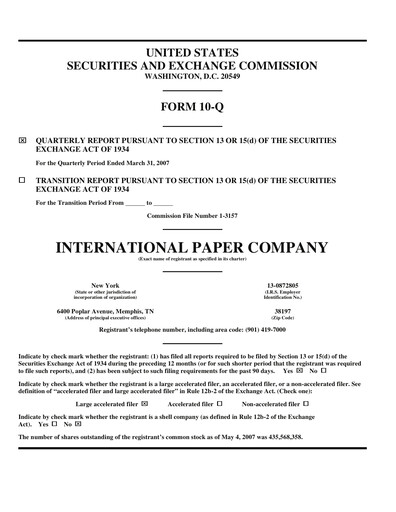Thumbnail International Paper
 Quarterly Report 2007-q1